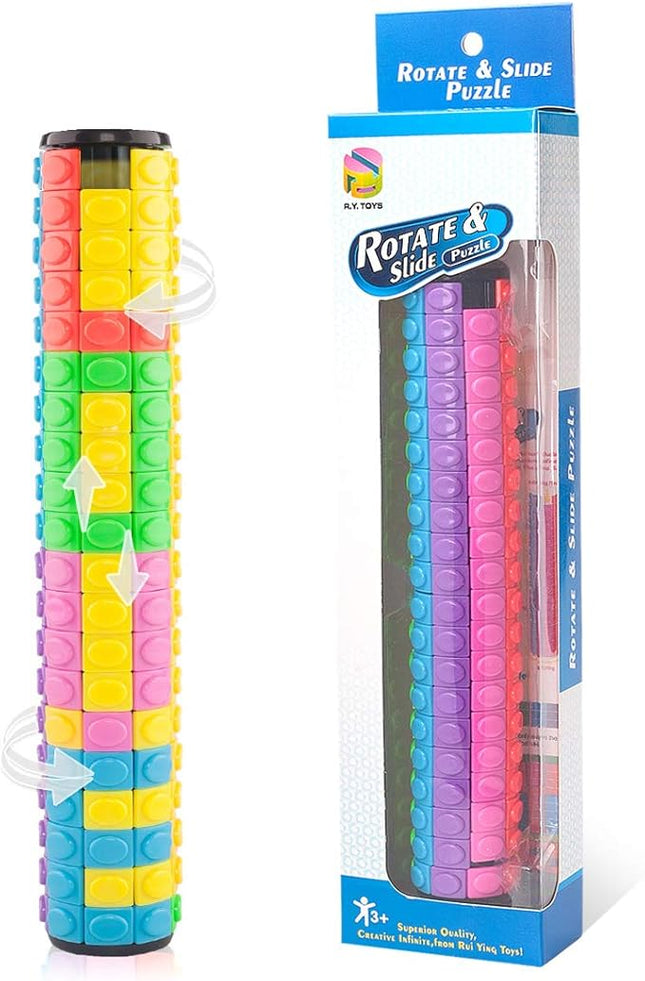 R.Y.TOYS Rotate and Slide Puzzle-Design Patent,Fidget Toys(Restore Order/Create Patterns)8 Colors,20 Layers-Detach Piece for Quick Play,Brain Teaser,Sensory Toys,Birthday Gifts,Easter Basket Stuffers