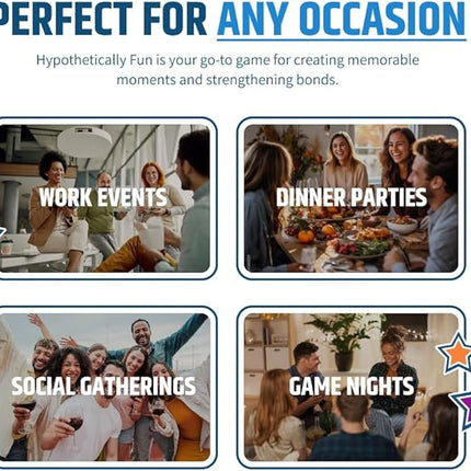Hypothetically Fun - an Icebreaker Card Game, 350 Thought-Provoking Questions for Deeper Connections & Endless Laughs - Perfect for Game Night & Gatherings, Ages 14+