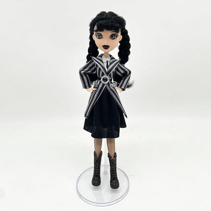 11.5'' Addams Doll with Gift Box, High Heels, Black Dress, and Hair, Perfect Christmas and Birthdays Toy Gift for Girls & Fans (2PCS)