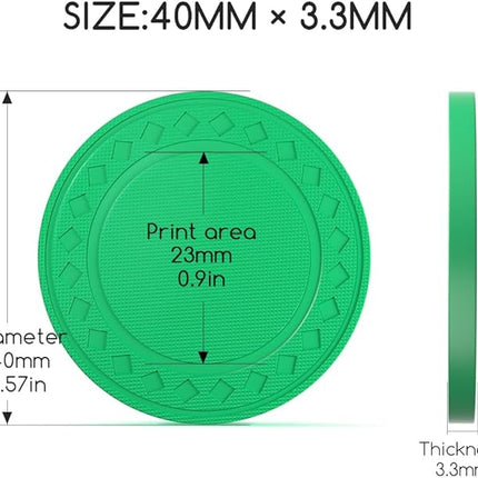 100 Personalized Plastic Diamond Chips, Print Your Image and Text, Tokens for Casino Player, Board Game, Late Night Poker Game, Party, Bar, Golf Ball Markers, Business Cards, Redemption