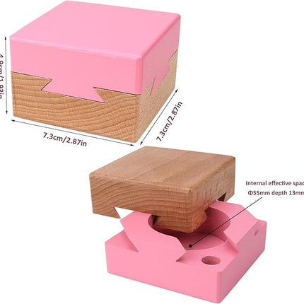 DC-BEAUTIFUL Wooden Magic Box Brain Teaser Box, Pink Secret Gift Box Impossible Puzzle Box for Birthday Valentines