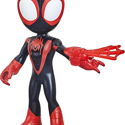 Spidey and His Amazing Friends 9-inch Supersized Miles Morales: Spider-Man Action Figure with Poseable Head and Arms, Web Accessory, for Kids Ages 3 and Up