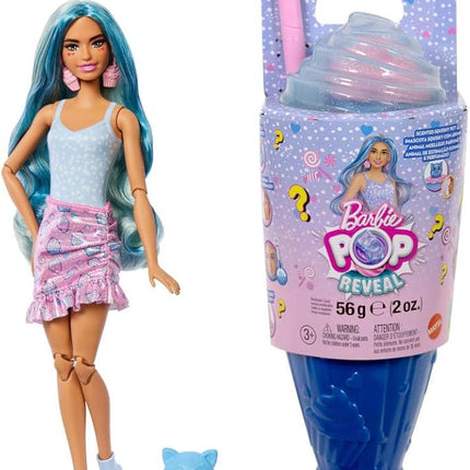 Barbie Pop Reveal Series Fashion Doll & Accessories Set, Treat Series, Cool Cupcake Theme with Pet, 8 Surprises Include Color Change