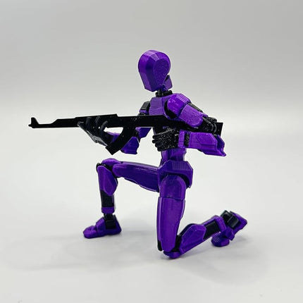 3D Printed 5.54-inch Multi-Jointed Action Figures Dummy13, Full Body Mechanical Movable Toy, Multiple Accessories, Hand Painted Figure, Desk Decoration, Creative Gifts (Purple)