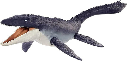 Mattel Jurassic World Dominion Ocean Protector Mosasaurus Dinosaur Action Figure from 1 Pound of Recycled Plastic, Movable Joints, Toy Gift with Physical and Digital Play