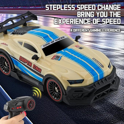 Color-Changing Remote Control Car with Dual Control, 6-Channel 2.4GHz RC Drift Cars with Lights, 2 Tire Sets & 4 Cones, High Speed Racing Toy for Boys, Birthday Gifts for Kids (A: Blue-Purple)