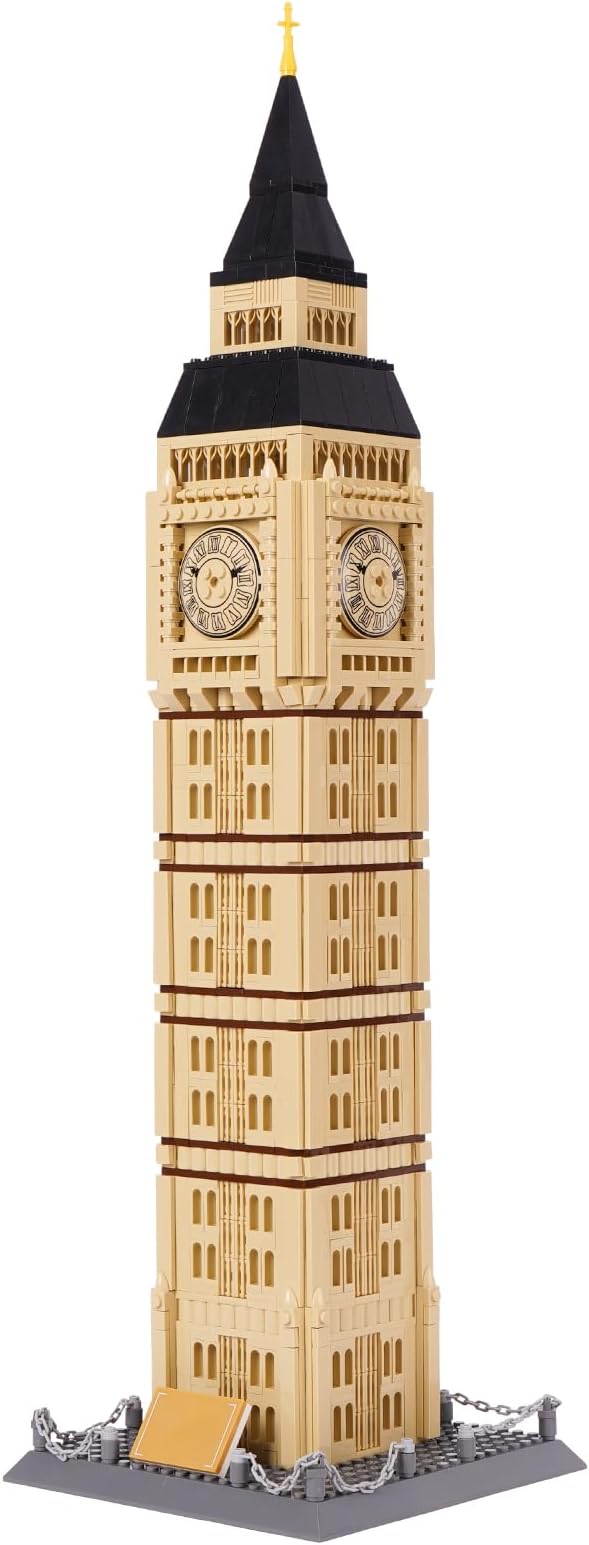 Toy Building Block Set, London Big Ben Elizabeth Tower Building Blocks Regular Size Brick World Famous Architecture Christmas Birthday Gift for Adults Children Kids Boys Girls 8+ 1666 PCS