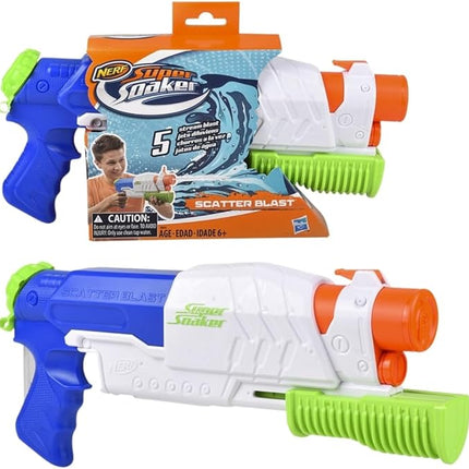 Nerf Super Soaker Scatter Blast Water Blaster, 5 Streams of Water, Pump Action, Kids Outdoor Water Toy, Gifts for 6 Year Old Boys & Girls