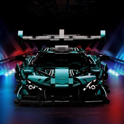 Adults Challenging Racing Car Building Blocks Kit，1:14 1391 Pieces Car Model Building Set DIY Toys for Boys (Green)