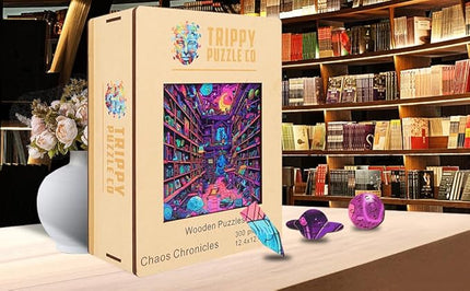 Wooden Jigsaw Puzzle for Adults - Challenging 300 Piece Puzzle with Cool Shapes - Mind Bending Brain Teaser Collection (Chaos Chronicles)