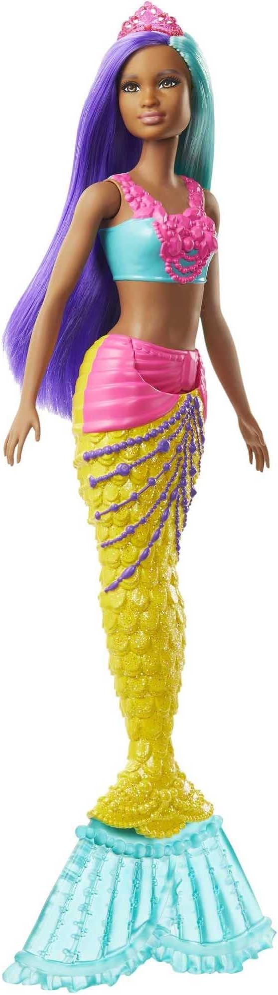 Barbie Dreamtopia Mermaid Doll, 12-inch, Teal and Purple Hair, with Tiara, Gift for 3 to 7 Year Olds