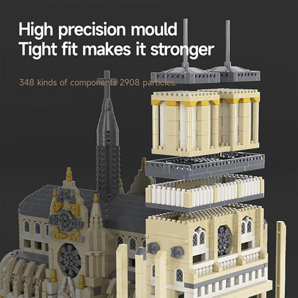 Micro Mini Notre Dame Cathedral Building Block Set, Famous Architecture, 2908 Pieces, Gifts for Kids and Adults