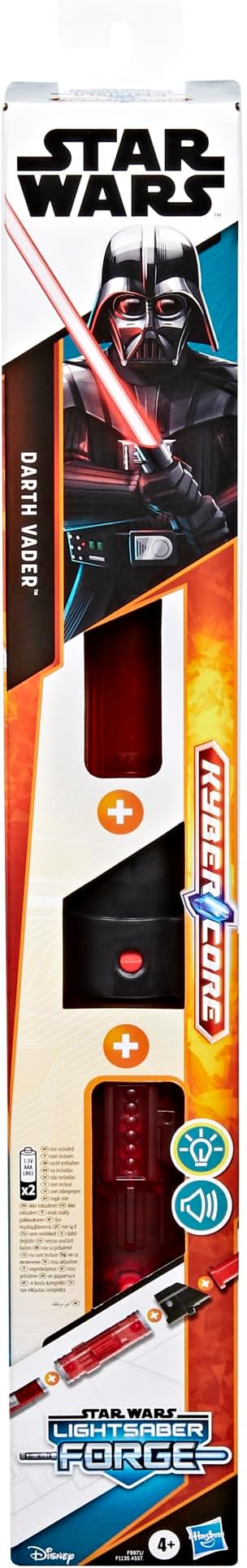 STAR WARS Lightsaber Forge Kyber Core Darth Vader, Officially Licensed Red Customizable Electronic Lightsaber, Toys for 4 Year Old Boys and Girls