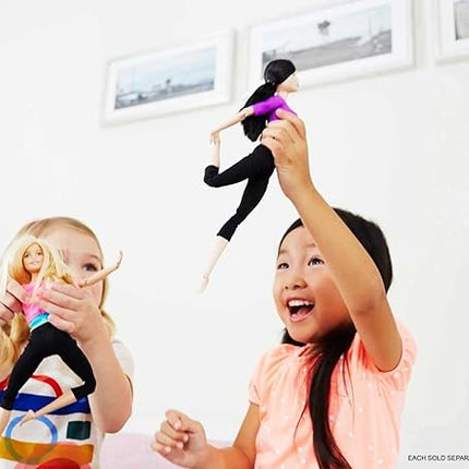Barbie Made To Move Doll, Ultra-Posable, 22 Points To Bend, Black Leggings, Color-Blocked Top, Long Blond Hair