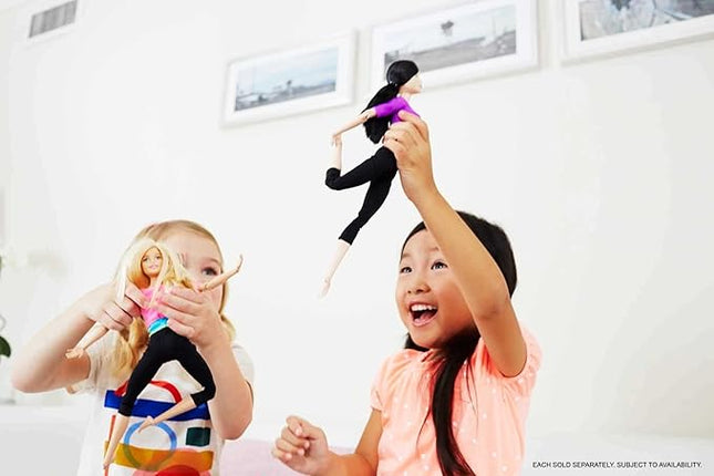 Barbie Made To Move Doll, Ultra-Posable, 22 Points To Bend, Black Leggings, Color-Blocked Top, Long Blond Hair