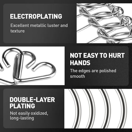 Metal Puzzle Ring, 2025 New IQ Test Brain Teaser Disentanglement Set, Yellow Version Metal Wires Fidget Toy for Kids Adults, Fun Educational Puzzles Brain Teasers for Students Gifts (Yellow+Red)