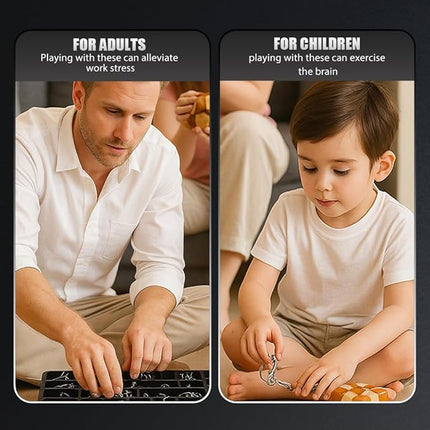 Metal Puzzle Ring, 2025 New IQ Test Brain Teaser Disentanglement Set, Yellow Version Metal Wires Fidget Toy for Kids Adults, Fun Educational Puzzles Brain Teasers for Students Gifts (Yellow)