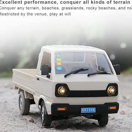 D12Mini Kei Truck RC Car, 1/16 2.4Ghz Remote Control Rock Crawler Off Road Truck with Brushed Motor, LED Headlights, Middle Engine Rear Drive RTR Toys Car for Adults