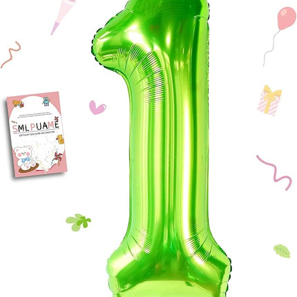 Smlpuame 40 inch Number Balloon 0-9 Green Large Number 1 Balloons,Digital Balloons for Birthday Party Celebration Decorations Supplies, Helium Foil Number Balloons for Wedding Anniversary
