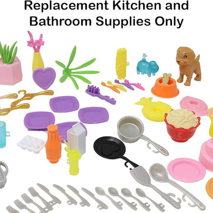 Replacement Parts for Barbie Doll Dreamhouse Doll House Playset HMX10 - Replacement Kitchen and Bathroom Supplies