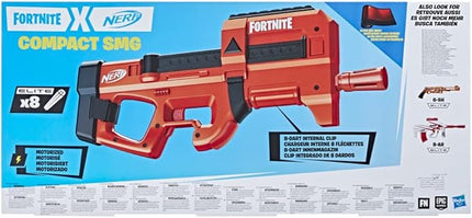 Nerf Fortnite Compact SMG Motorized Dart Blaster Age 8+, Ultra Red Wrap, 8-Dart Internal Clip, Includes 8 Nerf Elite Foam Darts