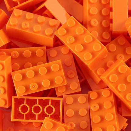 Feleph 100pcs 2x4 Bricks Orange Pieces Parts Building Kits Creative Play Set Basic Blocks Toy Accessories Compatible with 3001 Major Brands