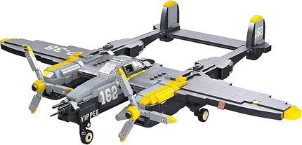 Apostrophe Games P-38 Lightning Aircraft Building Block Set - 937 Pieces - Air Force Fighter Plane Toy Set – for Kids and Adults – Compatible with All Building Bricks