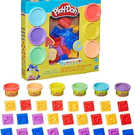 Play-Doh Fundamentals Letters with 26 Letter Stamper Tools, 6 Cans of Assort. Colors, Back to School Classroom Supplies, Kids Arts & Crafts, Preschool Toys, Ages 3+