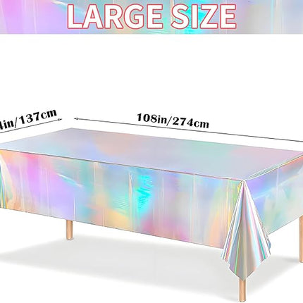 Iridescent Pink Plastic Tablecloths - Shiny Disposable Laser Rectangle Table Covers for Barbie Party, Taylor Swift Birthday, Hello Kitty, Unicorn Party Decorations, 54x72 Inches 1 Pack
