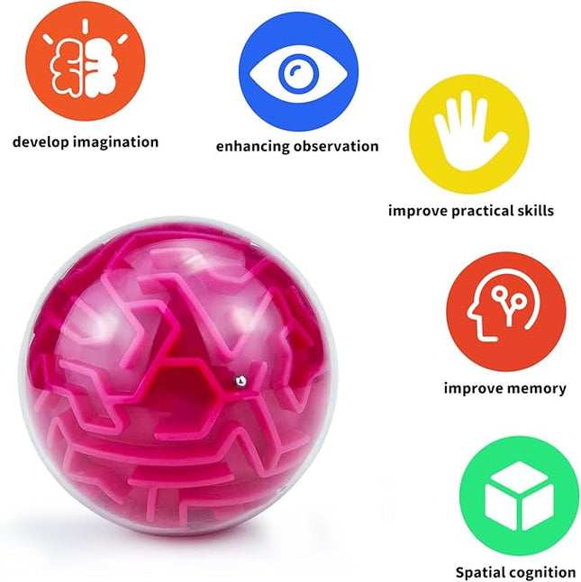 YongnKids 3D Puzzle Toy, Memory Maze Ball Puzzle Toy Gifts for Kids Adults -Low Difficulty Hard Challenges Game Tiny Balls Brain Teasers Game, Red