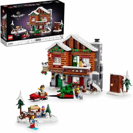 LEGO Icons Alpine Lodge Model Building Set - Collectible DIY Kits for Adults, Ages 18+ - Log Cabin Kit for Winter Activities with Snowmobile and Minifigues - 10325
