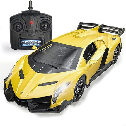 QUN FENG Remote Control RC CAR Racing Cars Compatible with Lamborghini Veneno Officially Licensed 1:24 Toy RC Cars Model Vehicle for Boys 6,7,8 Years Old,Yellow