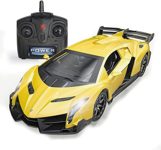 QUN FENG Remote Control RC CAR Racing Cars Compatible with Lamborghini Veneno Officially Licensed 1:24 Toy RC Cars Model Vehicle for Boys 6,7,8 Years Old,Yellow