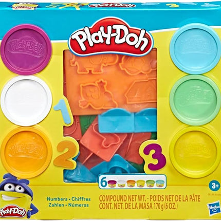 Hasbro Play-Doh Fundamentals - 10 Numbers plus Multiple Shape Stamper Tools plus 6 Colors of Play-Doh