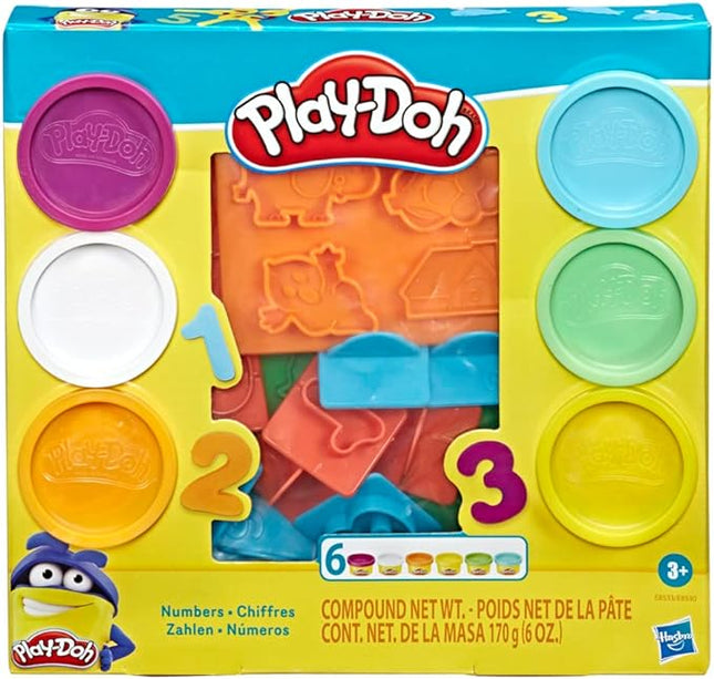 Hasbro Play-Doh Fundamentals - 10 Numbers plus Multiple Shape Stamper Tools plus 6 Colors of Play-Doh