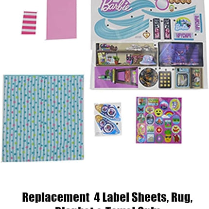 Replacement Label Sheets, Barbie Size Rug, Blanket and Towel for Barbie Doll Dream Camper Vehicle Playset - HCD46