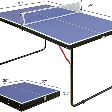 Table Tennis Table Ping-Pong Tables Set - 100 Preassembled Foldable & Portable Ping Pong Family Game Tables for Outdoor Indoor