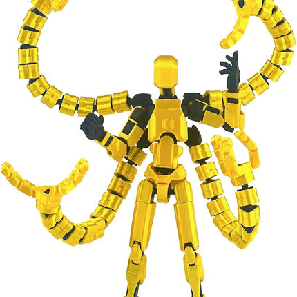 Assembly Completed T13 Action Figure 3D Printed Multi-Jointed Movable T 13 Nova 13 Robot 13 Action Figure Desktop Decorations for Game Lovers (Yellow, 5.5 Inch)