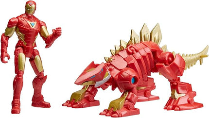 Marvel Mech Strike Mechasaurs, 4-Inch Iron Man with Iron Stomper Mechasaur Action Figures, Super Hero Toys for Kids Ages 4 and Up