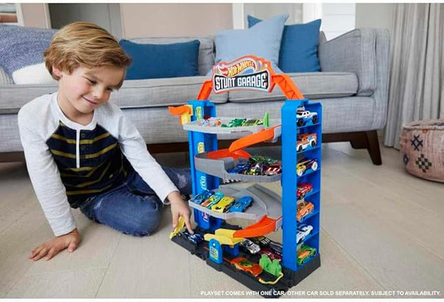Hot Wheels City Stunt Garage Play Set Gift Idea for Ages 3 to 8 Years Elevator to Upper Levels Connects to Other Sets