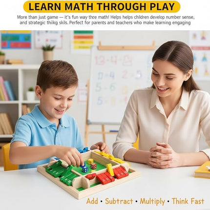 Shut The Box - Wooden Dice Board Game, 2-4 Player Math Puzzle Toy for Kids and Adults, Educational Family Tabletop Game for Learning Addition Subtraction, Fun Strategy Gift Set