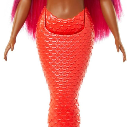 Barbie Mermaid Doll with Magenta Fantasy Hair & Headband Accessory, Curvy Body Type with Shell-Inspired Bodice & Tropical Red Tail