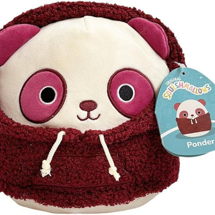 Squishmallows Original 8-Inch Christmas 2024 Hoodie Squad Plush- Official Jazwares Stuffed Animal Toy - Add to Your Squad - Gift for Kids, Girls & Boys (Ponder The Burgundy Panda)
