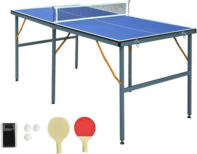 Table Tennis Table Ping-Pong Tables Set - 100 Preassembled Foldable & Portable Ping Pong Family Game Tables for Outdoor Indoor