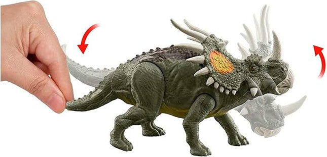 Jurassic World Fierce Force Styracosaurus Camp Cretaceous Authentic Dinosaur Strike Motion Action Figure, Movable Joints, Gift 3 Years & Older