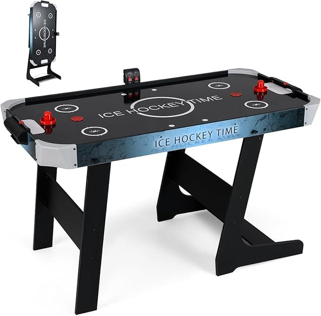 Goplus Foldable Air Hockey Table for Kids & Adults, 56 Inch Air Hockey Arcade Game Table with Digital LED Scoreboard, Powerful 12V Motor, 2 Pucks & 2 Pushers for Home, Office, Game Room