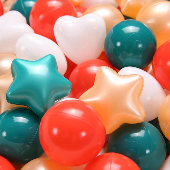 Ball Pit Balls Pack of 100 200 500 - Star and Round Set BPA Free Phthalate Free Non-Toxic Crush Proof Play Balls Soft Plastic Balls for Toddlers Baby Kids Birthday Pool Tent Party