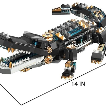 Animal Heavy Armored Jagged Alligator Building Block Toys (500+ PCS), Gifts for Adults and Children
