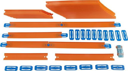 Hot Wheels Toy Car Mega Track Set Pack, 87 Component Building Parts for 40-ft of Track & 1:64 Scale Vehicle (Amazon Exclusive)