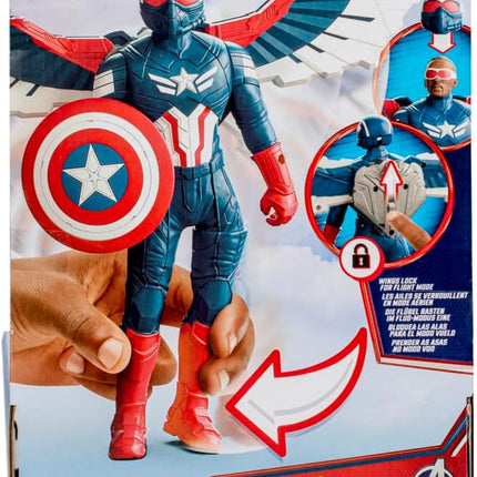 Marvel Avengers Captain America: Brave New World Flight Mode Action Figure with Accessories, 9-Inch-Scale (22 cm) Super Hero Toys for Kids Ages 4+